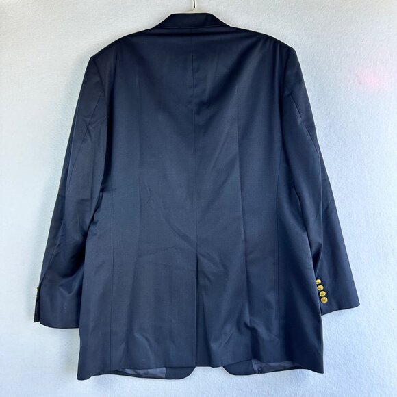 Brooks Brothers 346 Mens 43L Navy Blue Blazer Gold 3-Button Wool Sports Academia - Picture 11 of 13